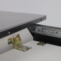 Кухонный стол Аврора Дрезден 1300-1615x800 (камень серый Greys grey/черный)