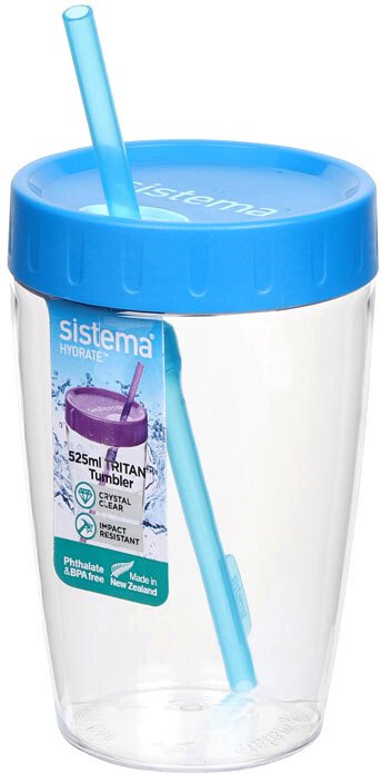 

Стакан для воды и напитков Sistema с трубочкой 760 (3 шт, синий)