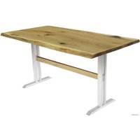 Кухонный стол Buro7 Двутавр 150 (с обзолом и сучками, дуб натуральный/белый)