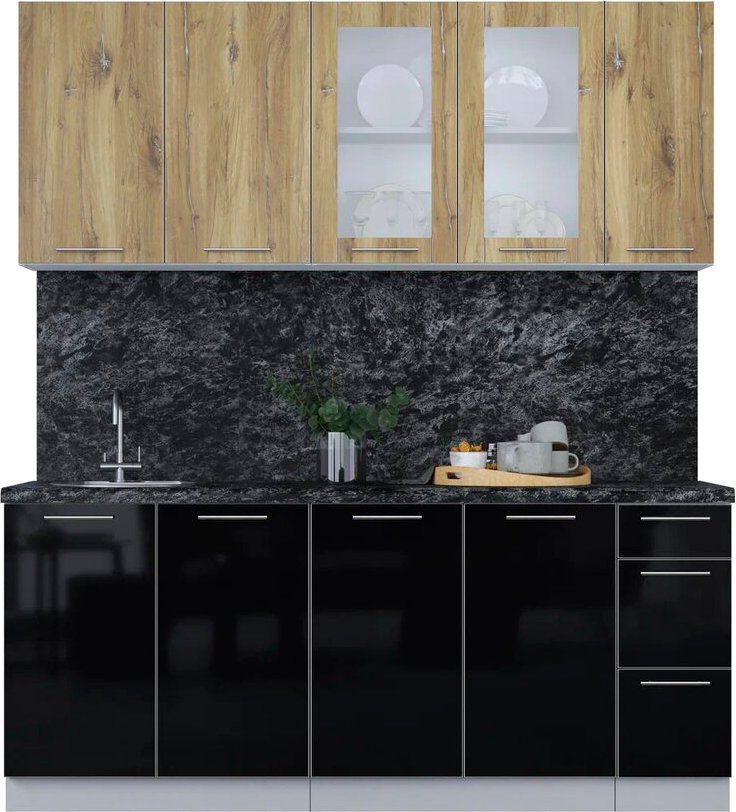 

Кухонный модуль Интерлиния Мила Пластик 1.9 Б (дуб эпоксид/черный/кастилло темный)