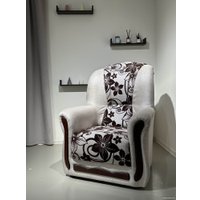 Интерьерное кресло Асмана Анна-1 (цветок крупн коричневый/рогожка)