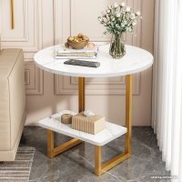 Журнальный столик Mio Tesoro Элиза 108548461-G (белый мрамор/золотой)