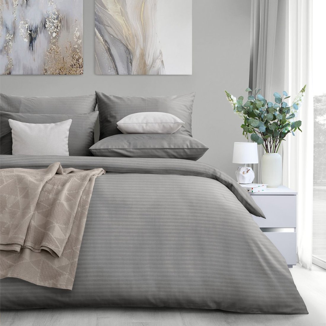 Евро комплект постельного белья Verossa Stripe Евро 760178 (50x70, 2шт, 70x70, 2шт, Gray)