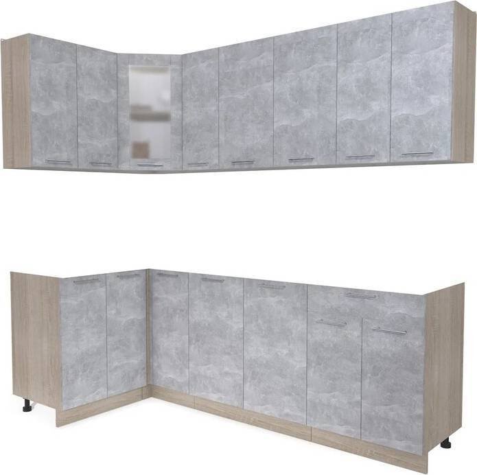 

Готовая кухня Интерлиния Мила 12x23 без столешницы (бетон/бетон)