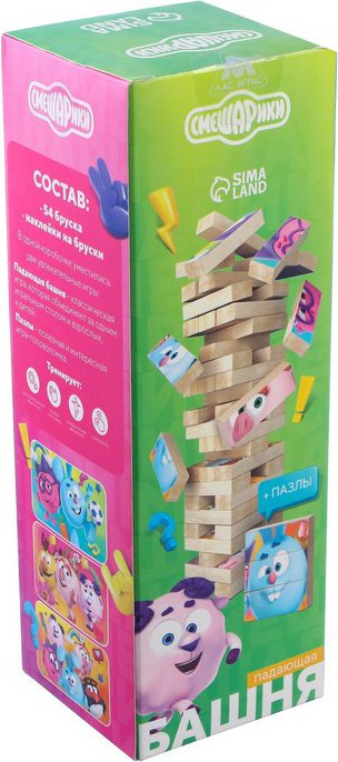 

Настольная игра Лас Играс Падающая башня. Смешарики + пазлы 7338670