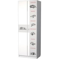 Шкаф распашной Премиум Смарти двухстворчатый (белый/машинки) в Барановичах