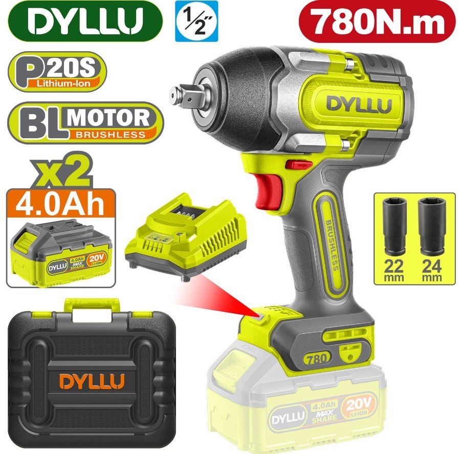 

Гайковерт Dyllu DTCD1B78 (с 2-мя АКБ, кейс)