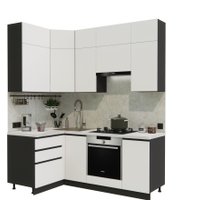 Готовая кухня ВерсоМебель Эко Премиум 1.2x2.0 левая (белый фасадный/ст. мрамор лацио) в Борисове