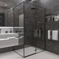 Душевая стенка Veconi 80x195 KP07B-80-01-C4 (стекло прозрачное/черный)