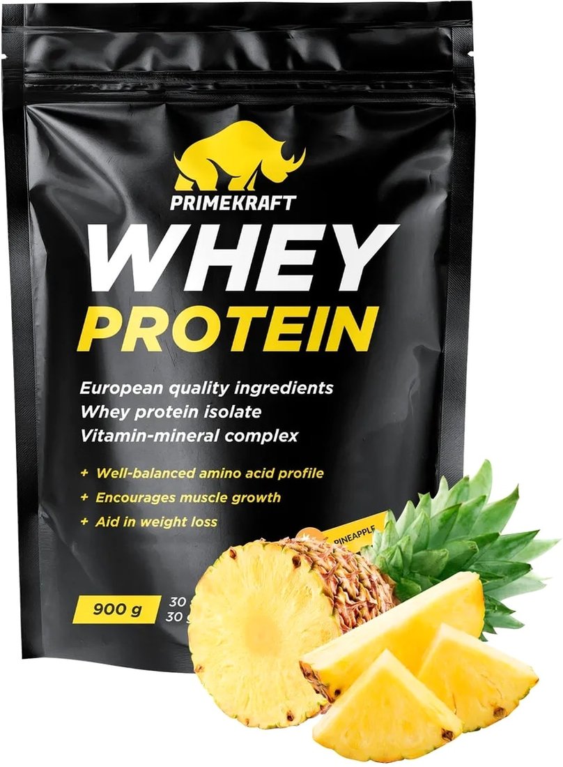 

Протеин сывороточный (концентрат) Prime Kraft Whey Protein с витаминами и минералами (900г, ананасовый фреш)