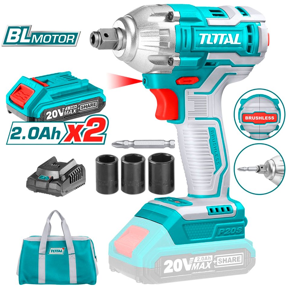 

Гайковерт Total TIWLI20208 (с 2-мя АКБ, сумка)