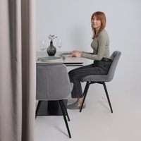 Кухонный стол Lepremo AV 2119 МДФ+керамика раздвижной 1200-1800x800 (серый матовый Carmen Light Grey/черный)