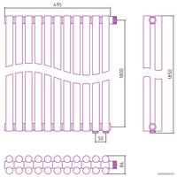 Стальной трубчатый радиатор Сунержа Эстет-11 EU50 1800х495 11 секций (матовое золото)