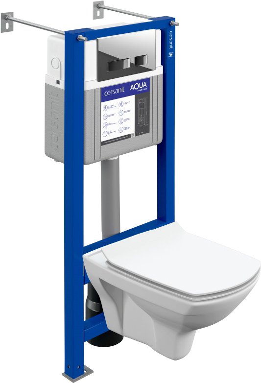 

Унитаз подвесной Cersanit Carina XL CO DPL EO + Aqua Smart M40 + Movi (пластик хром)