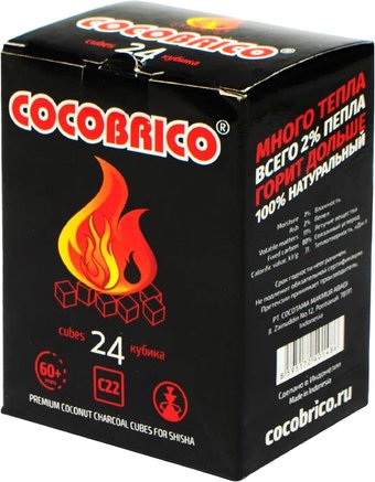 Уголь для кальяна Cocobrico Кокосовый 22 мм 24 шт