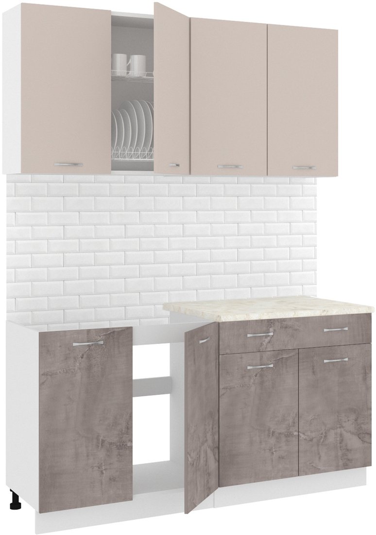 

Готовая кухня Кортекс-мебель Корнелия Лира-лайт 1.6м (капучино/оникс/королевский опал)