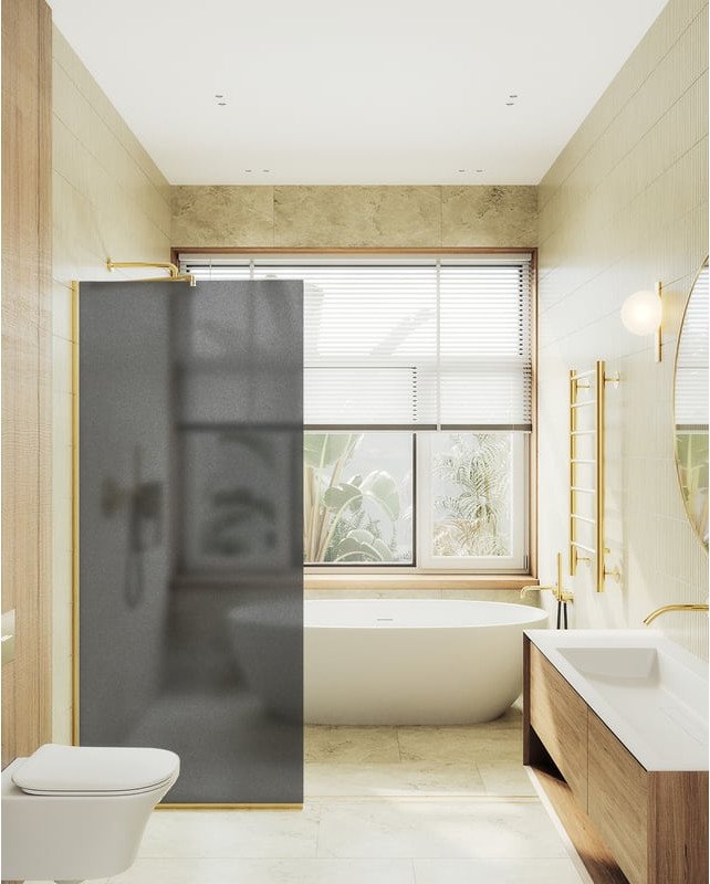 

Душевая стенка MaybahGlass 69x195 MGD-704-3у (графитовое матовое стекло/золотой)