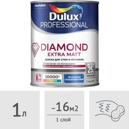 

Краска Dulux Professional Diamond Extra Matt 1 л (белый глубокоматовый)