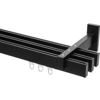 Карниз для штор Sundays Home Флэт Лайн Изи тройной (составной, заглушка, черный матовый, 3.2м)