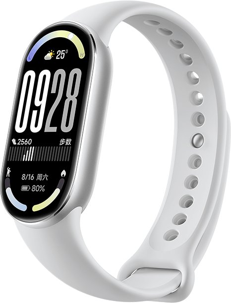 Фитнес-браслет Xiaomi Smart Band 10 (серебристый, с белым силиконовым ремешком, международная версия)