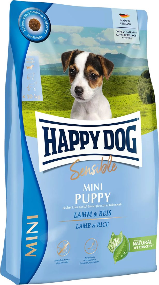 

Сухой корм для собак Happy Dog Sensible Mini Puppy (для щенков мелких пород с ягненком и рисом) 4 кг