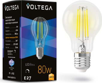 Светодиодная лампочка Voltega Crystal A60 8W 3000K E27 DIM