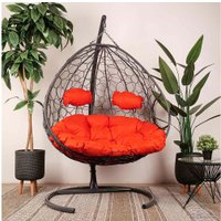 Подвесное кресло M-Group Для двоих 11450306 (серый ротанг/красная подушка)