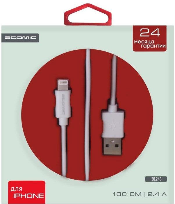 

Кабель Atomic HQ-Base 30.243 USB Type-A - Lightning (1 м, белый)