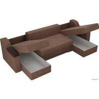 П-образный диван Лига диванов Сенатор 28926 (рогожка, коричневый)