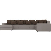 П-образный диван Mebelico Мэдисон-П 93 106847 (левый, рогожка, бежевый/коричневый)