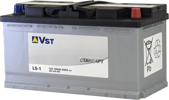 

Автомобильный аккумулятор VST Стандарт L5-1 100 R+ (100 А·ч)