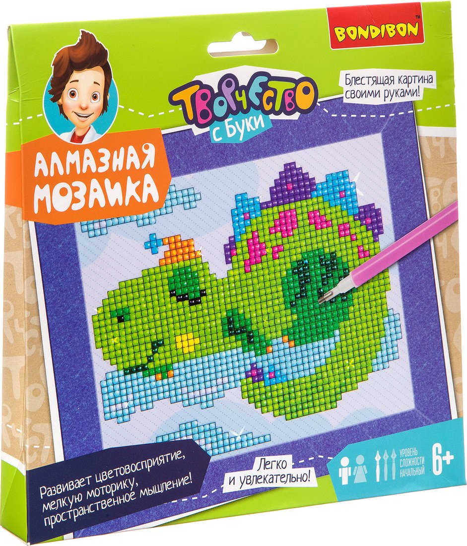 

Алмазная мозаика Bondibon Динозаврик ВВ3347