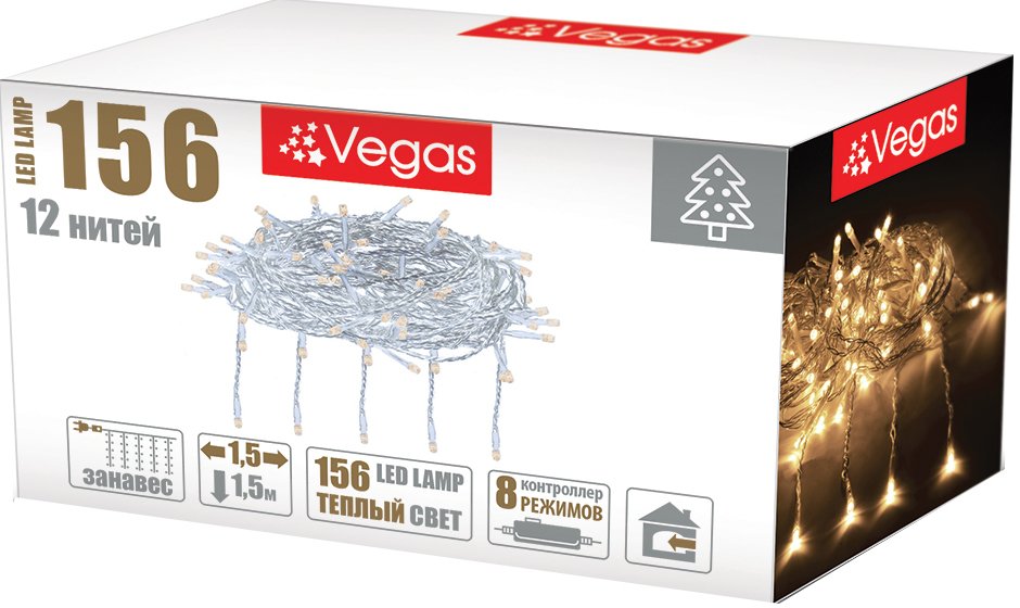 

Световой дождь Vegas Занавес 55077 156 LED (теплый белый)