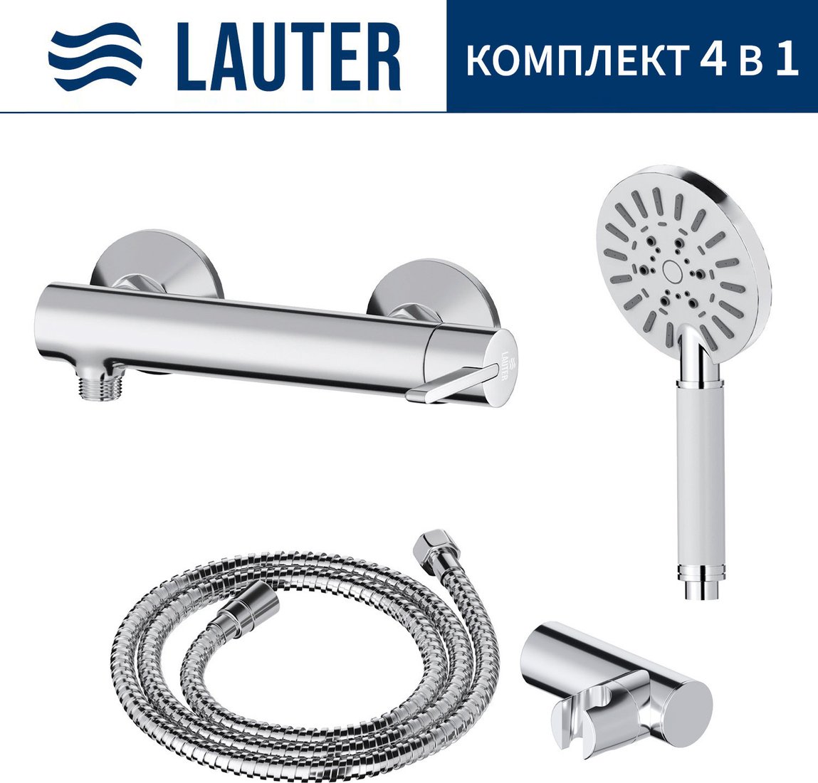 Смеситель Lauter Velvet 21СК9696С с лейкой Relexa Nevada 21S10146