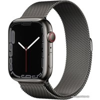 Умные часы Apple Watch Series 7 LTE 45 мм (сталь графитовый/миланский черный)