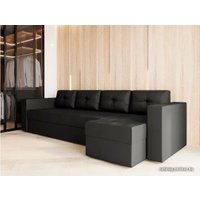 Угловой диван Настоящая мебель Константин Long (правый, н.п.б., экокожа, черный)