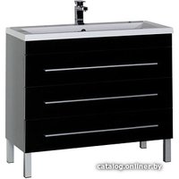 Aquanet Тумба с умывальником Верона 100 (черный, напольная, 3 ящика)