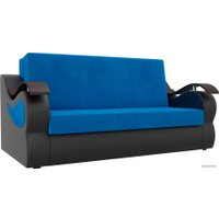 Диван Лига диванов Меркурий 100 105491 (велюр/экокожа, голубой/черный)