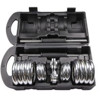 Набор гантелей Atlas Sport Хромированные в чемодане с соединительным грифом 15 кг