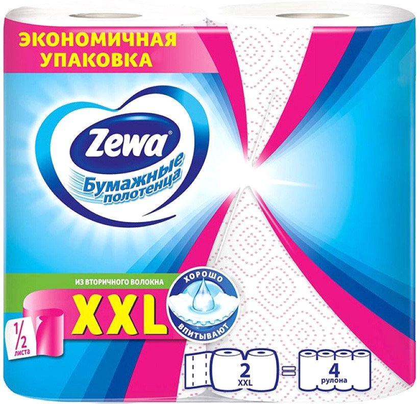 

Бумажные полотенца Zewa XXL Декор 2 слоя (2 рулона)