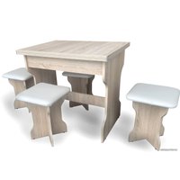 Обеденная группа Анмикс ЛДСП (дуб санома/кожзам ваниль)