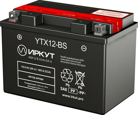 

Мотоциклетный аккумулятор Иркут YTX12-BS (10 А·ч)