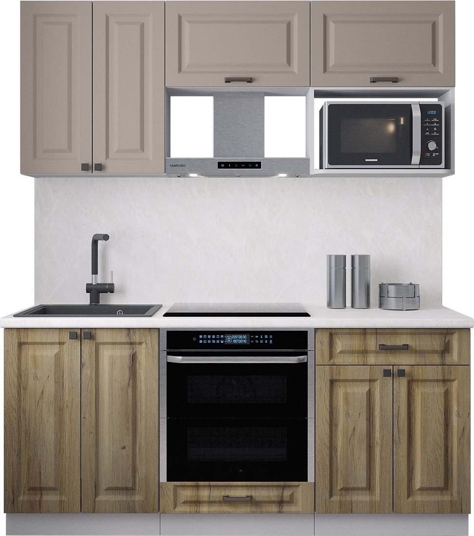 

Готовая кухня Интерлиния Мила Деко 1.8 (дуб вотан/луна/опал светлый)