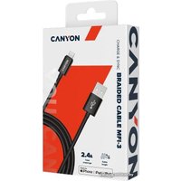 Кабель Canyon MFI-3 CNS-MFIC3PB USB Type-A - Lightning (1 м, черный)