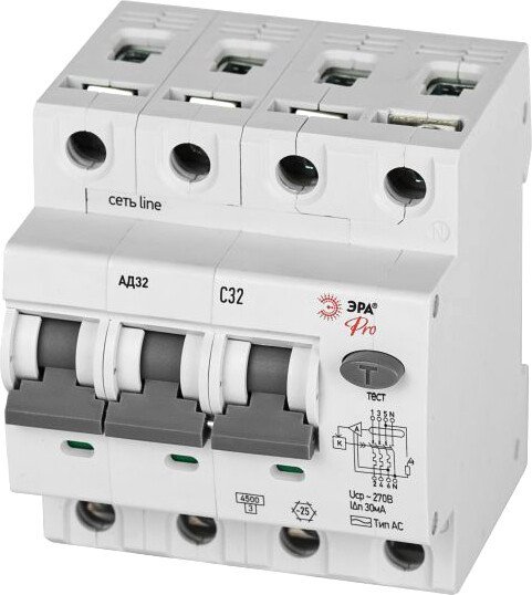 

Дифференциальный автомат ЭРА D32E4C32АC30P АД-32 Б0057796