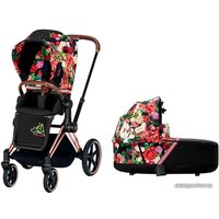 Универсальная коляска Cybex Priam Lux (2 в 1, spring blossom dark, шасси rose gold)