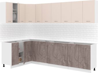 Готовая кухня Кортекс-мебель Корнелия Лира 1.5x2.9 без столешницы (капучино/оникс)