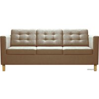 Диван Brioli Дилли клетка Д трехместный (рогожка, J2 бежевый/светлые ножки)