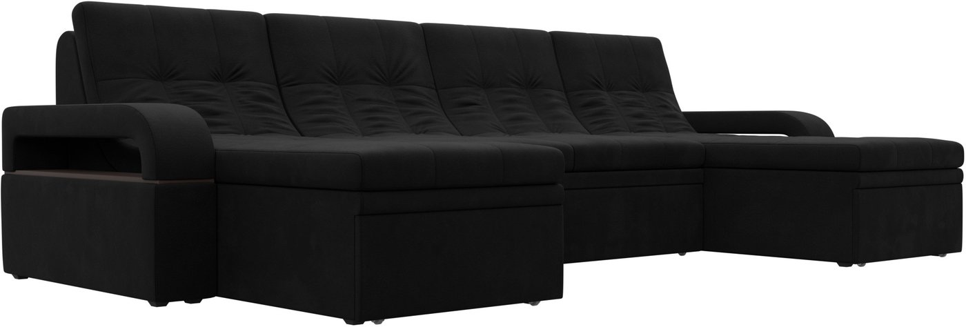

П-образный диван Лига диванов Лига-035 мини 121470 (микровельвет черный)