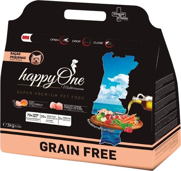 

Сухой корм для собак HappyOne Mediterraneum со свежим яйцом и свежим мясом птицы 3 кг